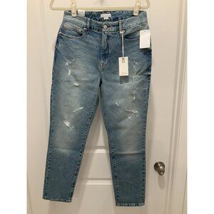 Good American Jeans Classic 4/27 Women's No Gap Hi-Rise Straight Indigo NWT